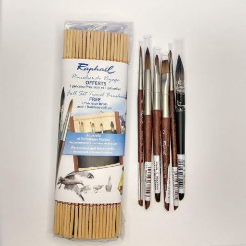 Raphael Mini Travel Brush Set, Bamboo, Synthetic, Natural, Round 0 Flat 2 Filbert 1 Mop 4 - View #11